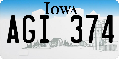 IA license plate AGI374