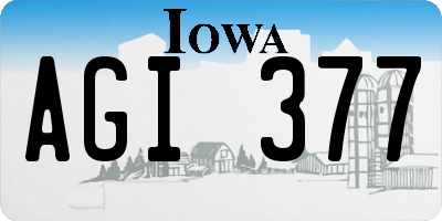 IA license plate AGI377