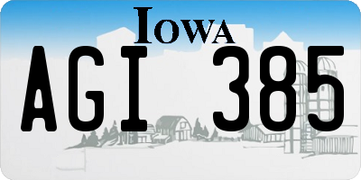 IA license plate AGI385
