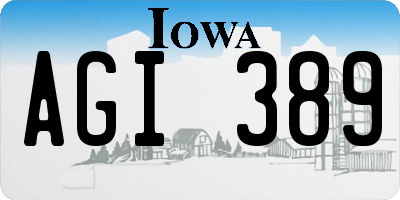 IA license plate AGI389