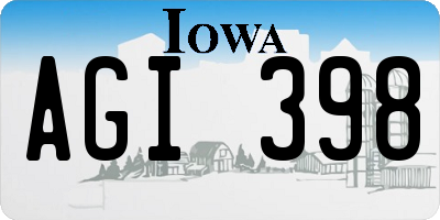 IA license plate AGI398