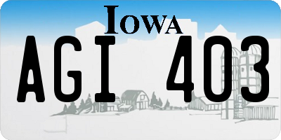 IA license plate AGI403