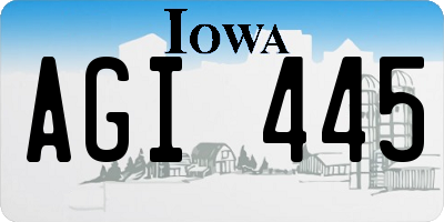 IA license plate AGI445