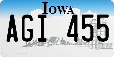 IA license plate AGI455