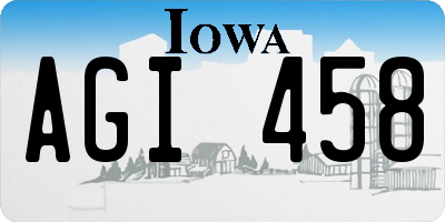 IA license plate AGI458