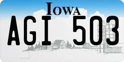 IA license plate AGI503