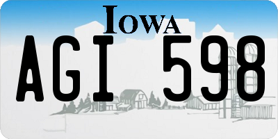 IA license plate AGI598
