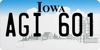 IA license plate AGI601