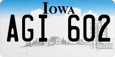 IA license plate AGI602