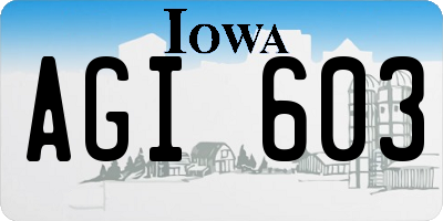 IA license plate AGI603