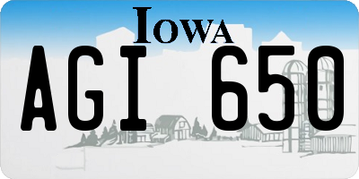 IA license plate AGI650