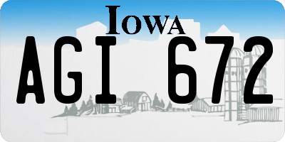 IA license plate AGI672