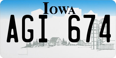 IA license plate AGI674