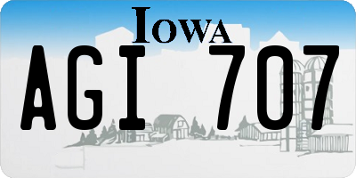 IA license plate AGI707