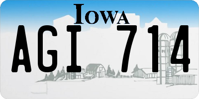 IA license plate AGI714