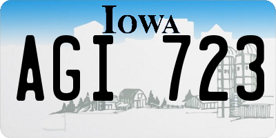 IA license plate AGI723