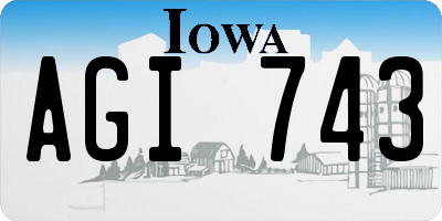 IA license plate AGI743