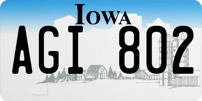 IA license plate AGI802