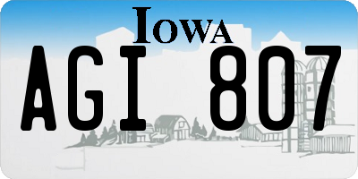 IA license plate AGI807