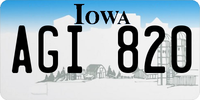 IA license plate AGI820