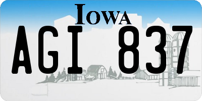 IA license plate AGI837