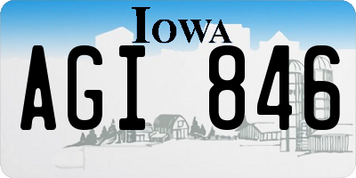 IA license plate AGI846