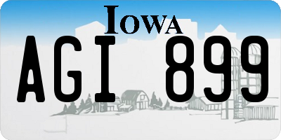 IA license plate AGI899