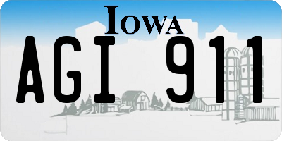 IA license plate AGI911