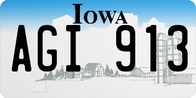 IA license plate AGI913