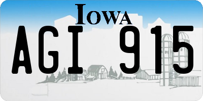 IA license plate AGI915