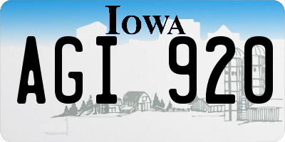 IA license plate AGI920