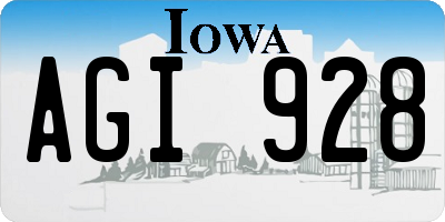 IA license plate AGI928