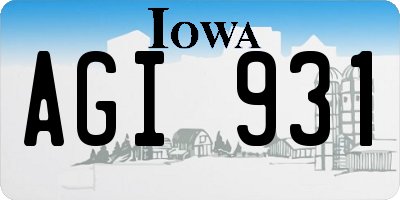 IA license plate AGI931