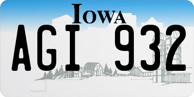 IA license plate AGI932