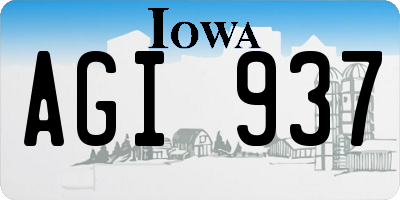 IA license plate AGI937