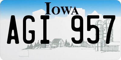 IA license plate AGI957