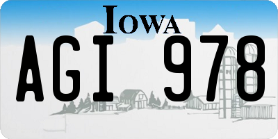 IA license plate AGI978