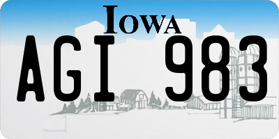 IA license plate AGI983