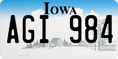 IA license plate AGI984