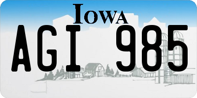IA license plate AGI985