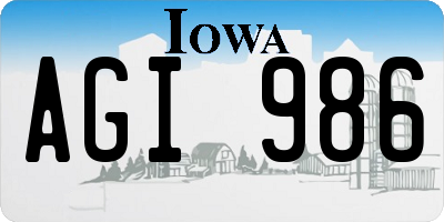 IA license plate AGI986