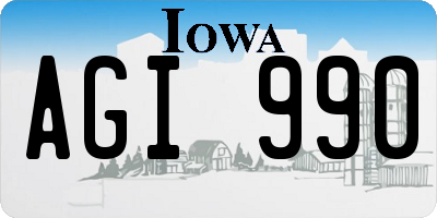 IA license plate AGI990