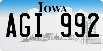 IA license plate AGI992