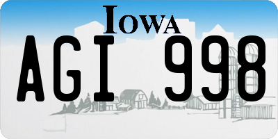 IA license plate AGI998