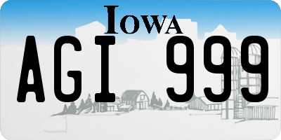 IA license plate AGI999