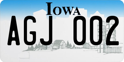 IA license plate AGJ002