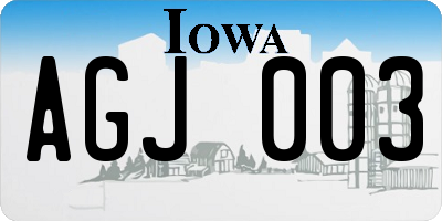 IA license plate AGJ003