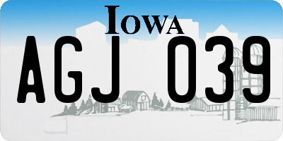 IA license plate AGJ039