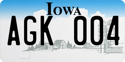 IA license plate AGK004