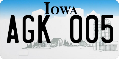 IA license plate AGK005